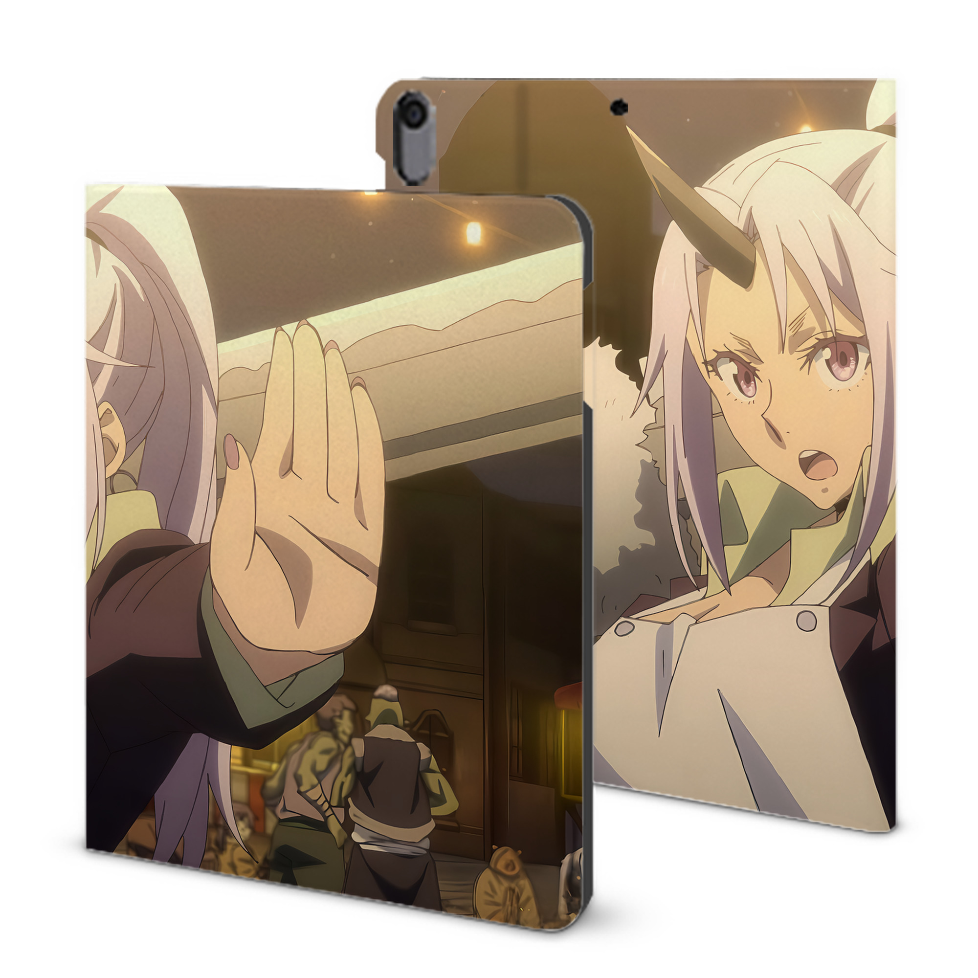 （画像用） 転スラ Regarding Reincarnated to Slime IPad ケース ブック型 PUレザー TPU 耐衝撃 軽量 薄型 ペン収納なし 全面保護 IPad 各モデル対応